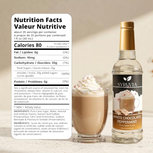 Coffee Syrup White Chocolate Peppermint Flavored Syrup for Drinks (25.4 Fl Oz)