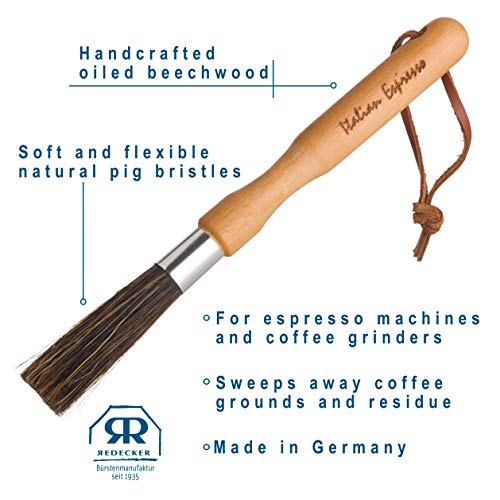 Natural Pig Bristle Espresso Maker Brush with Oiled Beechwood Handle
