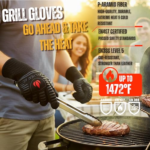 Grill Gloves Heat Proof for Grilling 932°F BBQ Pitmasters (2 Count)