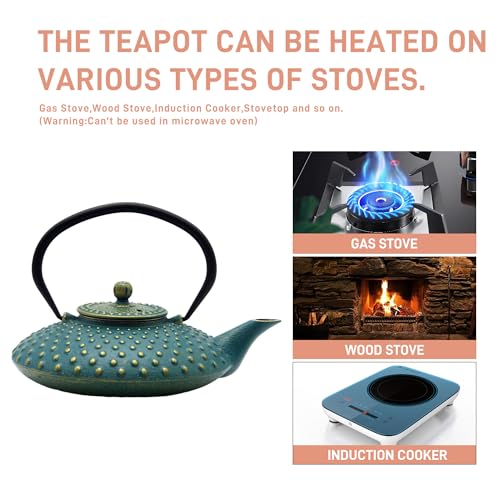 27.1oz Small Cast Iron Teapot with Infuser for Loose Tea