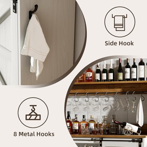 55" Farmhouse Coffee Bar Cabinet with Storage Hutch
