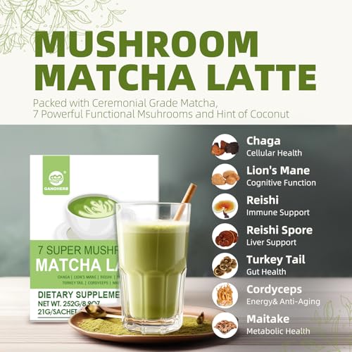 Mushroom Matcha Powder Latte Mix (7.4 Ounce)
