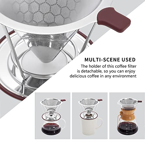 Pour Over Coffee Dripper Stainless Steel Coffee Filter Metal Cone Filter Paperless Reusable Single Cup Maker 1