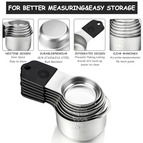 Magnetic Measuring Cup & Spoon Set Stainless Steel 7 Magnetic Measuring Cup