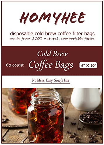 Cold Brew Coffee Bags 60 Count Disposable Fine Mesh Brewing Bags for Concentrate