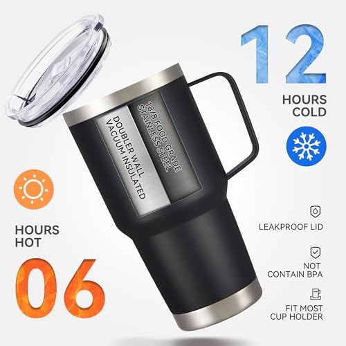 30 oz Stainless Steel Tumblers Bulk with Handle and Lid (4 Count)