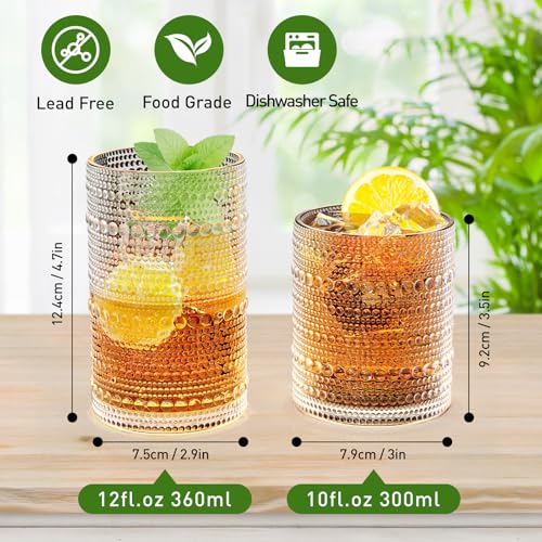 Hobnail Drinking Glasses Set of 12 Kitchen Glass Cups Glassware (12 Count)