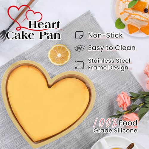 Metal Reinforced Frame Silicone Heart Shaped Cake Pans (2 Count)