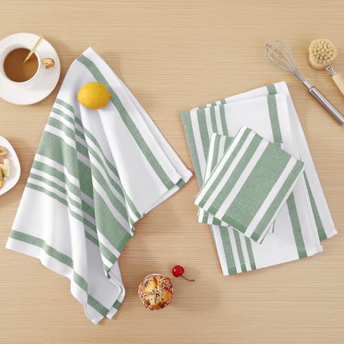Premium Cotton Stripe Kitchen Towels 8 Pack (8 Count)