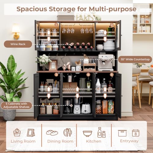 68" Tall Kitchen Pantry Storage Cabinet with Charging Station
