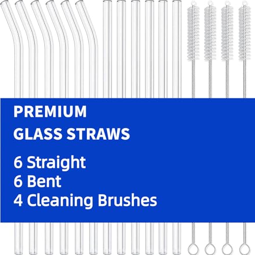 16 Pack Reusable Glass Straws