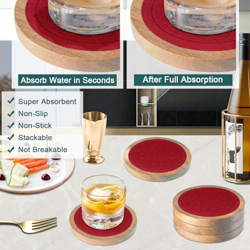 5 Pack Wood Coasters for Drinks