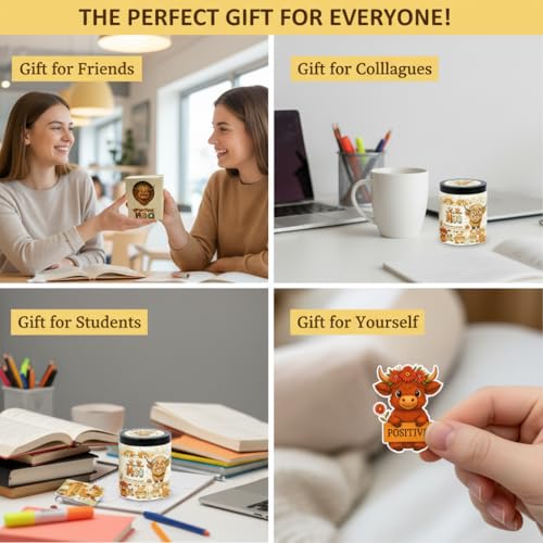 Positive Highland Cow Jar with 60 Affirmation Cards