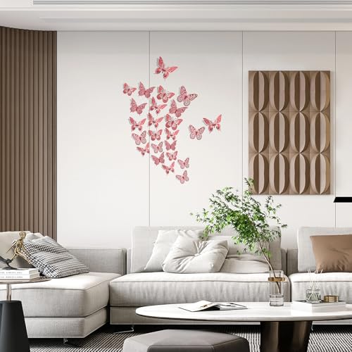 3D Butterfly Wall Decor 48 Pcs Blood Red Butterfly Decorations (48 Count)