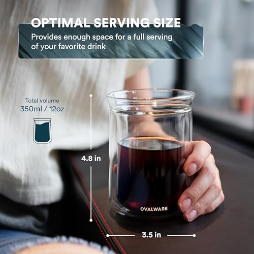 Double Wall Single Lip Insulated Glass Cup (2 Count)