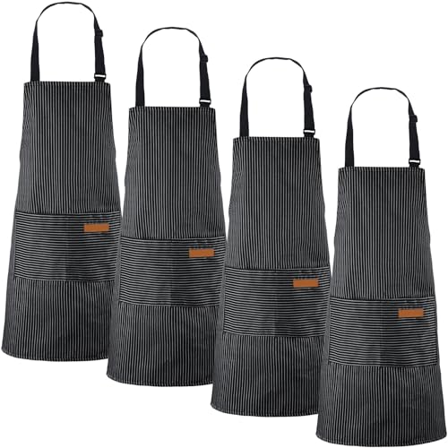 Cotton Aprons with Pockets (4 Count)