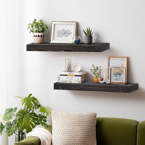 Solid Wood Floating Shelves (2 Count)