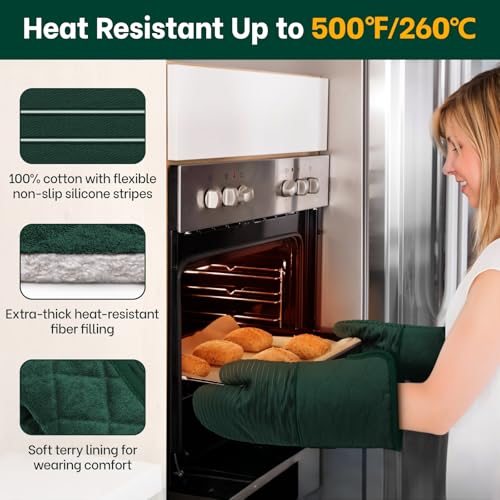 Heat Resistant 500°F Kitchen Oven Mitts 2 (2 Count)
