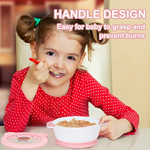 Suction Baby Bowls with Leakproof Tempered Glass Lids for Babies & Toddlers
