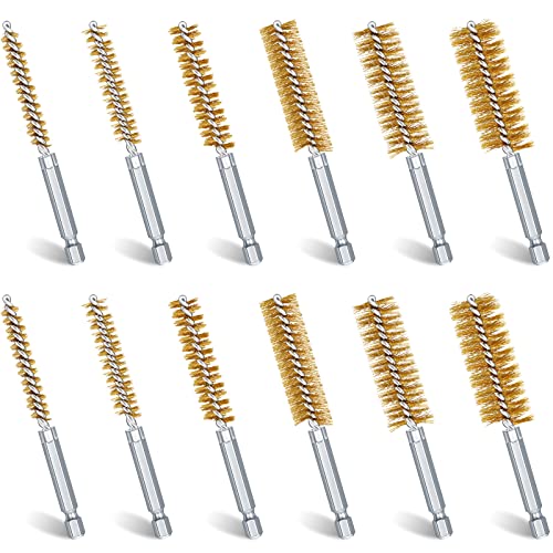 12 Pieces Bore Brush for Drill Wire Bore Brush Set Wire Cleaning Set Stainless Steel Cleaning for Power Drill Impact Driver