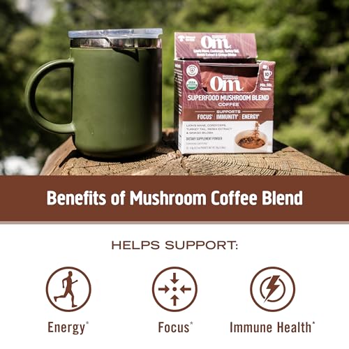 Medium Roast Instant Black Coffee USDA Organic with Adaptogenic Mushrooms (6.13 Ounce)