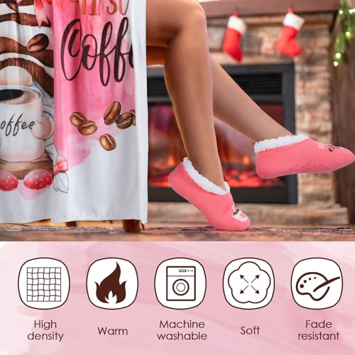 2 Pack Coffee Gnome Blanket and Slipper Socks (2 Count)