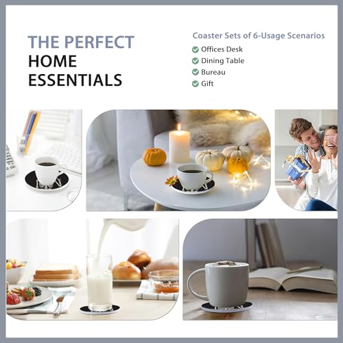 Drink Coasters Set of 6 with Holder