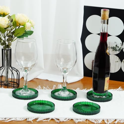Crystal Glass Coaster 6 Pack Round Cup Drinks Coasters (12 Count)