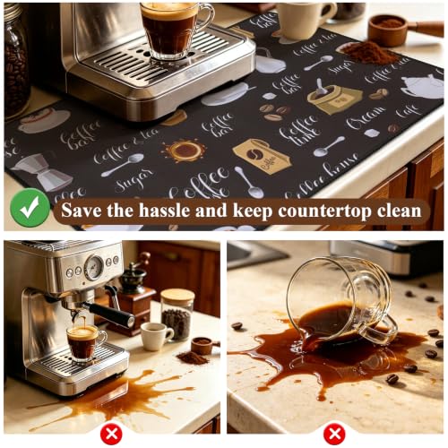 Coffee Mat 2 Pack 12x19 Inch Absorbent Non