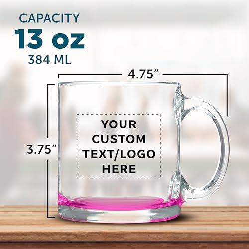 Custom Clear Glass Coffee Mugs 13 oz. Set of 10 (100 Count)