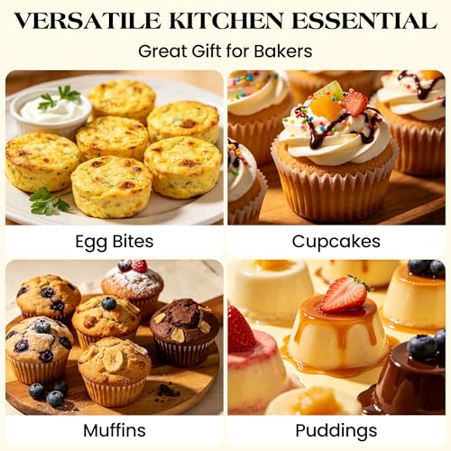 2 Pcs Silicone Muffin Pan with Metal Frame Nonstick 12 Cup Regular Size Cupcake Pan Silicone Muffin Tray for Baking Egg Bites Muffins Cupcakes Gifts for Mom Home Baker Kitchen