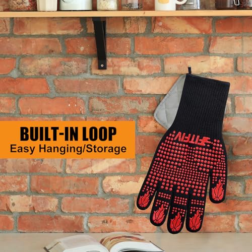 BBQ Gloves 1472°F Heat Resistant with Silicone Grip Oven Mitts (2 Count)