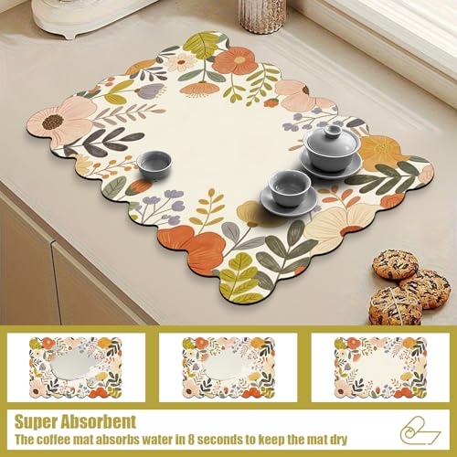 Scalloped Cute Coffee Bar Mat for Countertop