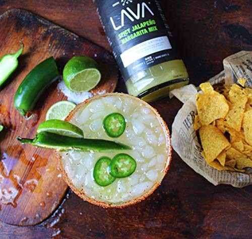 3 Pack) LAVA Premium Spicy Jalapeño Margarita Mix by LAVA Craft Cocktail Co., Made with Real Jalapeños, Agave Nectar, Key Limes, Lots of Flavor and Ready to Use (33.8 Fl Oz)