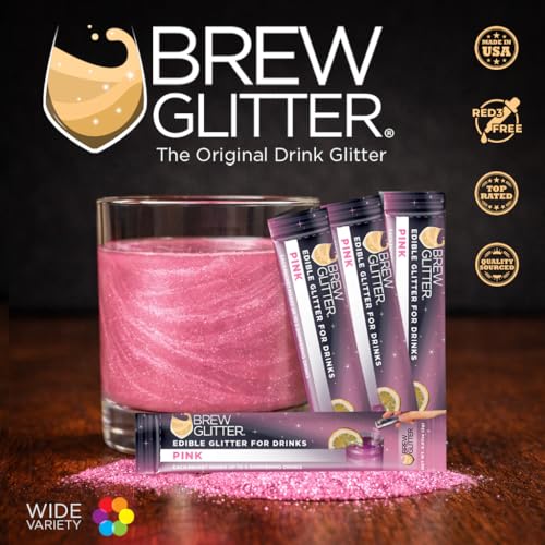 Brew Glitter Pink Edible Drink Glitter 10 x 2g Packets (10 Count)