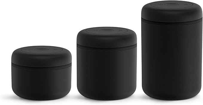 Fellow Atmos Vacuum Coffee Canister & Food Storage Container - 0.7 Liter Canister holds up to 11 oz of Coffee Beans - Airtight Food Storage Containers - Coffee Containers - 0.7 Liter - Matte Black