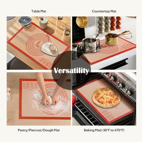 Non slip Silicone Pastry Mat Extra Large Measurements 16''x 26'' Baking Mat
