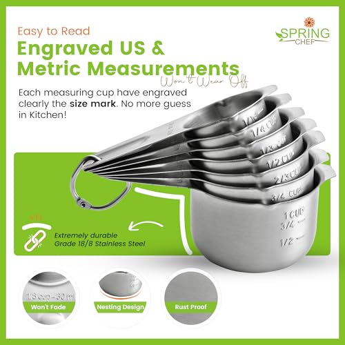 Stainless Steel Measuring Cups Set of 7 with Pour Spout
