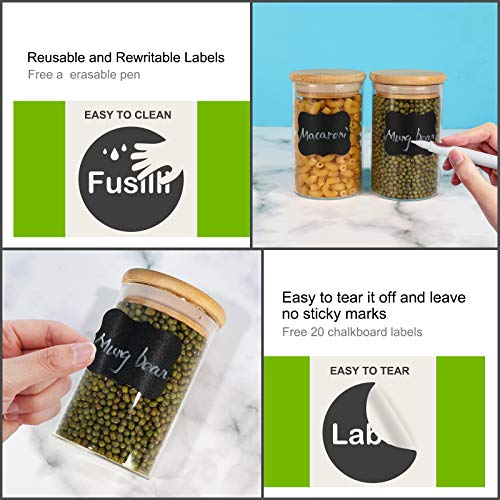 15 Pack 8 oz Glass Jars With Bamboo Lids for Kitchen (15 Count)