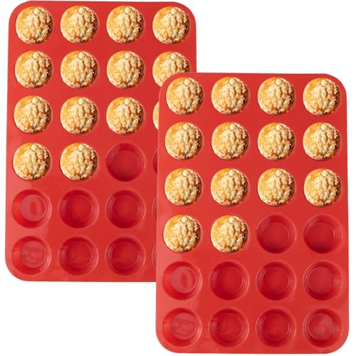 24 Cups Silicone Mini Muffin Pan Set (2 Count)