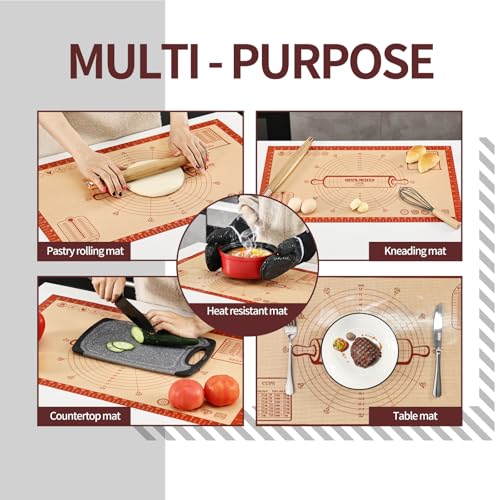 Silicone Pastry Mat Extra Large with Measurements 26''x16'' for Reusable