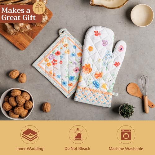 100% Cotton Oven Mitt & Pot Holder Set (2 Count)