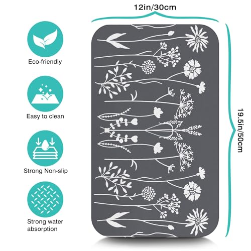 Dish Drying Mat for Kitchen Counter 20x12in Washable Quick Dish Drying Pad Rubber Backed Absorbent Draining Mat Fit Kitchen Counter
