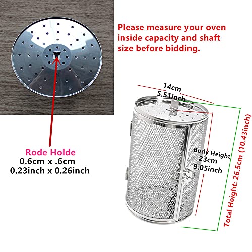 Stainless Steel Rotisserie Grill Roaster Drum Oven Basket Oven Roast Baking Rotary for Peanut Dried Nut Coffee Beans BBQ 5.51 x 10.43 inch
