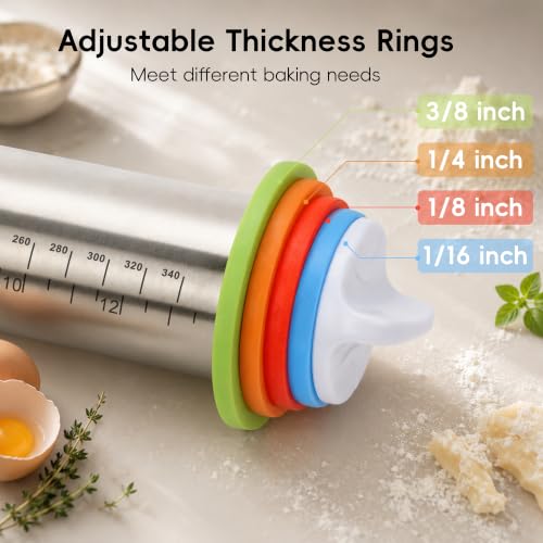 Adjustable Stainless Steel Rolling Pin & Non