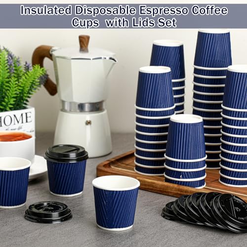 100 Set 4oz Disposable Espresso Coffee Cups with Lids