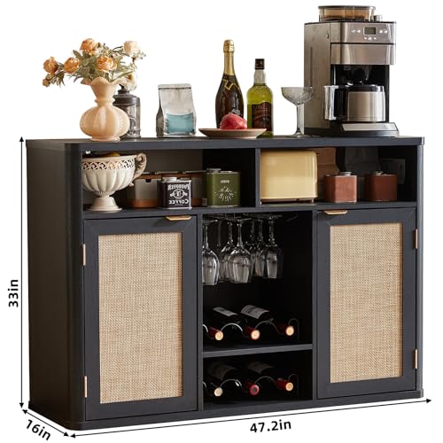 Rattan Wine Bar Cabinet with 2 Doors