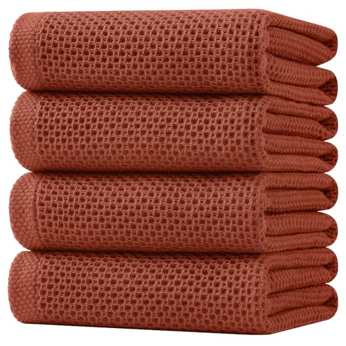 100% Cotton Oversized Waffle Weave Kitchen Towels 4 (4 Count)