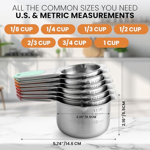Magnetic Stainless Steel Measuring Cups Set of 7