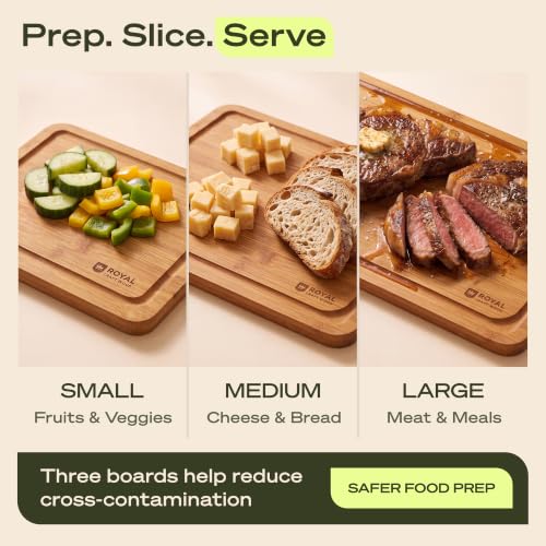 Wooden Cutting Boards for Kitchen Meal Prep & Serving (3 Count)